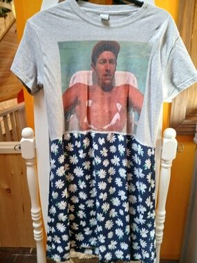 Billy Madison Graphic Daisy Panel T‑Shirt Dress - Grey & Navy